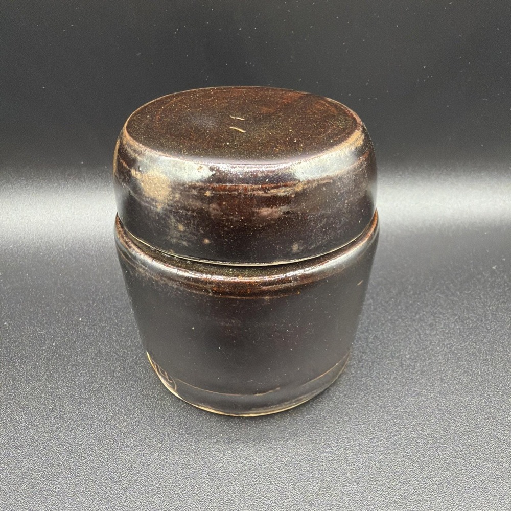 Studio Pottery Lidded Jar 3 1/2 In Canister Earth Tone Signed Larry Lass